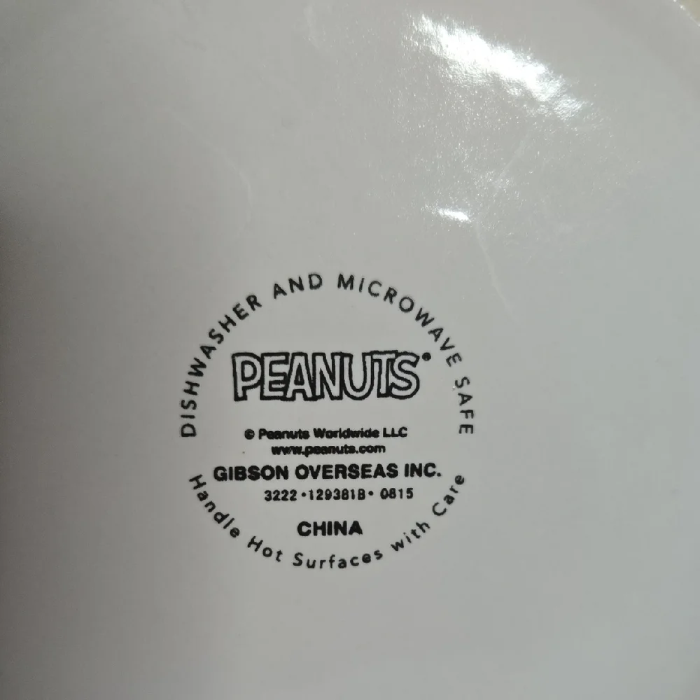 Gibson Peanuts Snoopy White Suppertime Ceramic Pet Food Dish